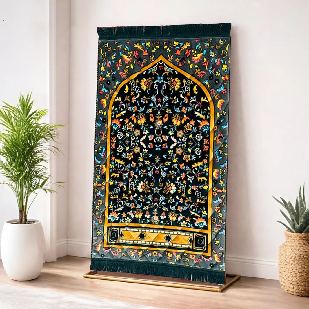 Kids Prayer Mat – Black Leaf Flowers