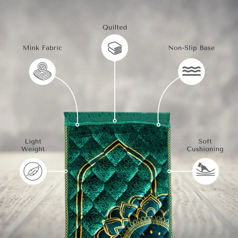 Kids Prayer Mat – Dark Green Single Flower