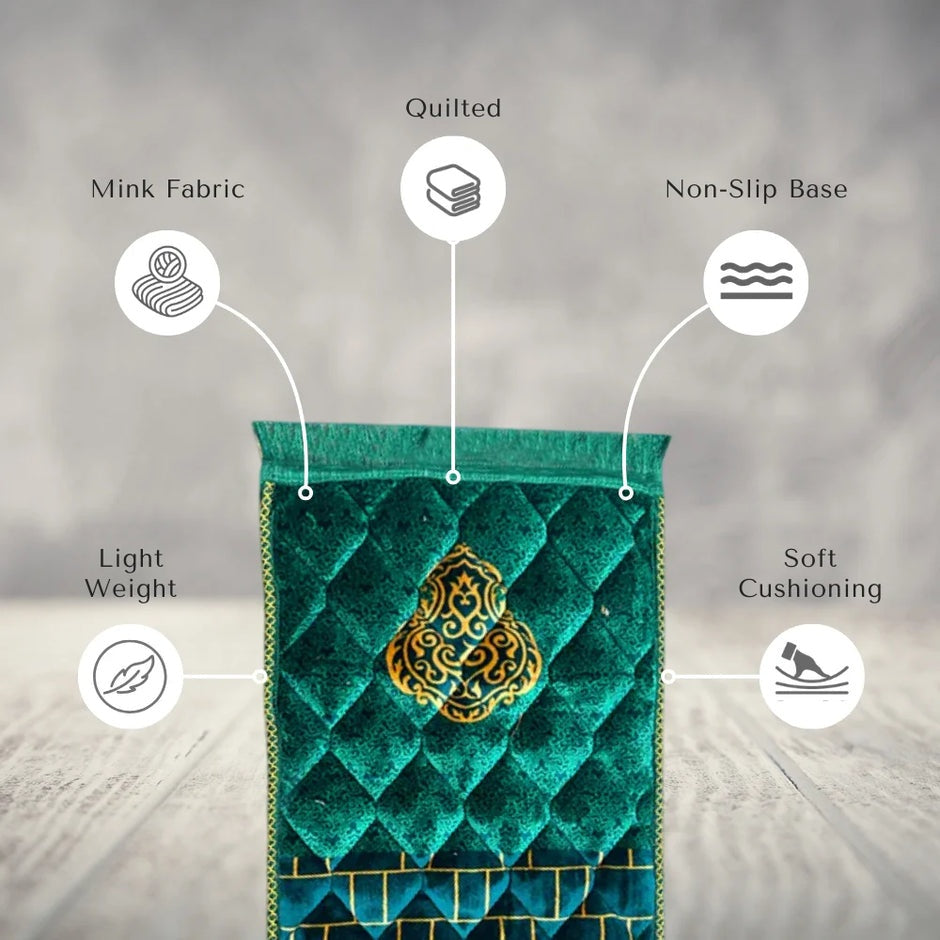 Kids Prayer Mat – Dark Green Ghilaf e Kaaba