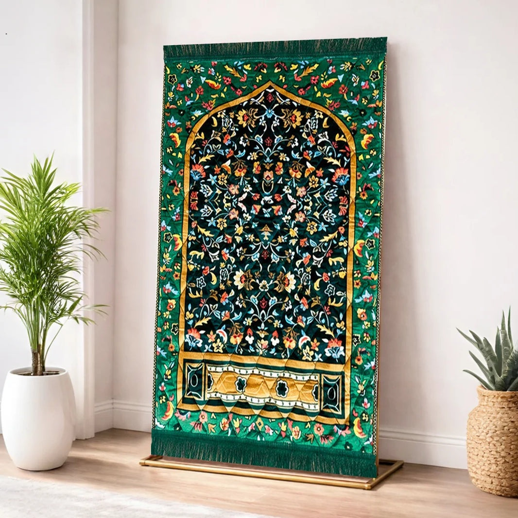 Kids Prayer Mat – Dark Green Leaf Flowers