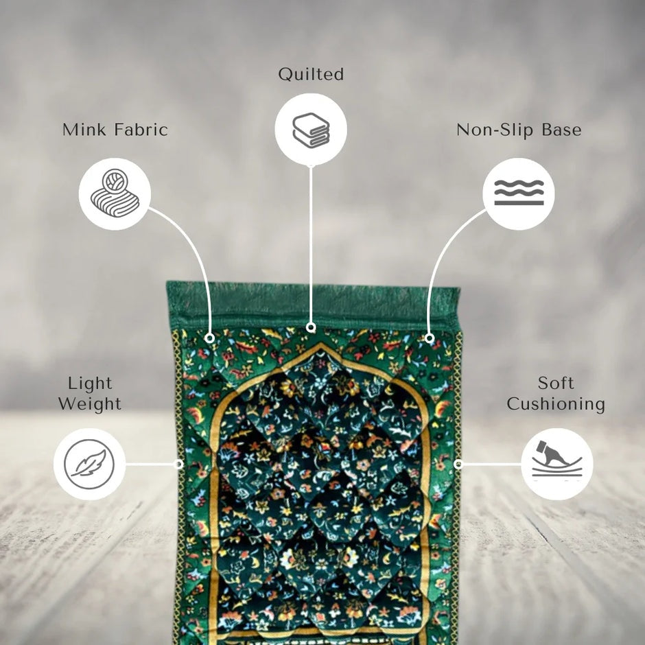 Kids Prayer Mat – Dark Green Leaf Flowers