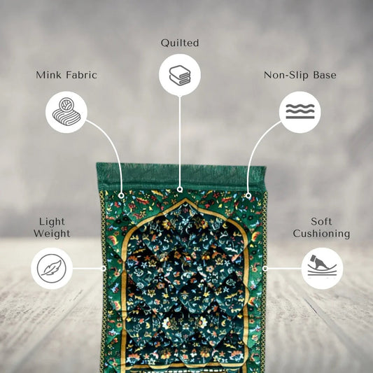 Kids Prayer Mat – Dark Green Leaf Flowers