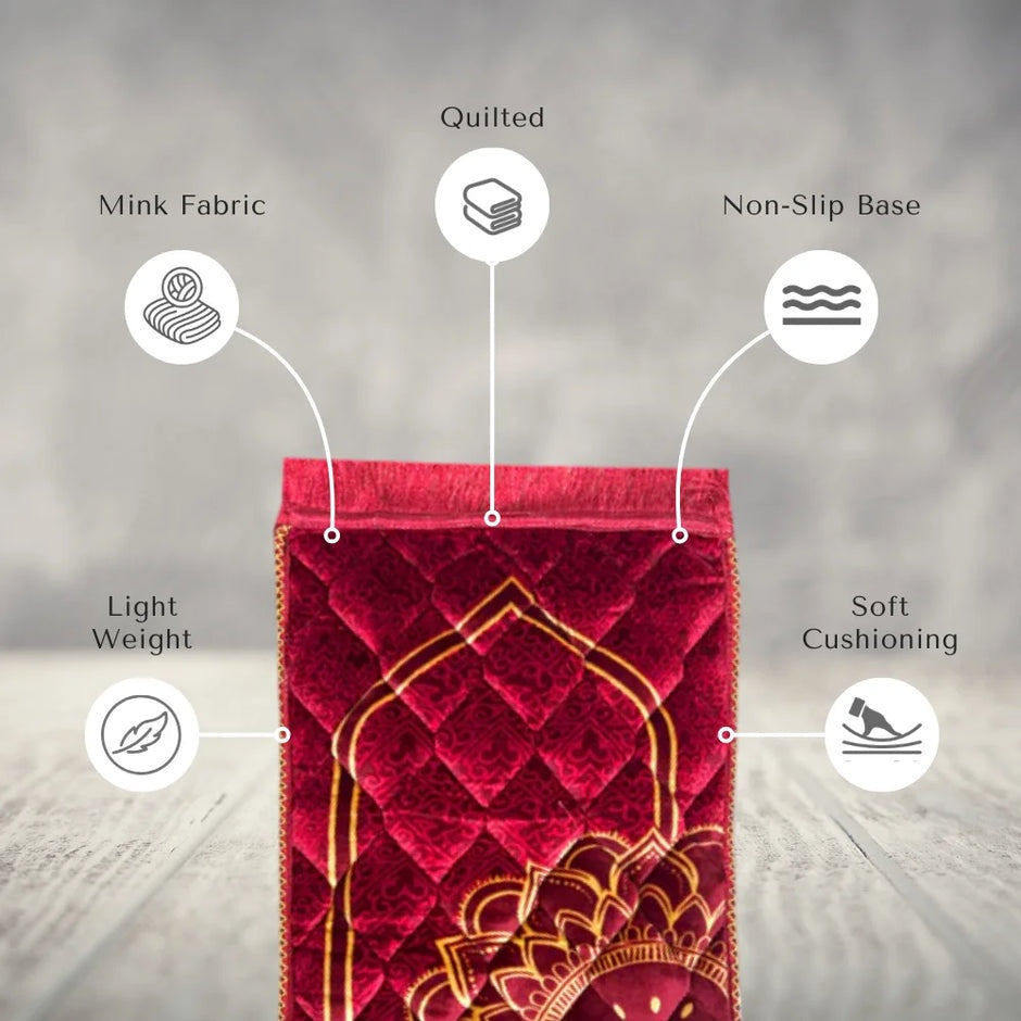 Kids Prayer Mat – Maroon Single Flower
