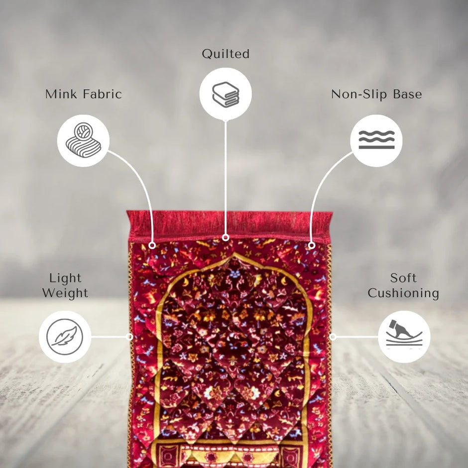Kids Prayer Mat – Maroon Leaf Flowers